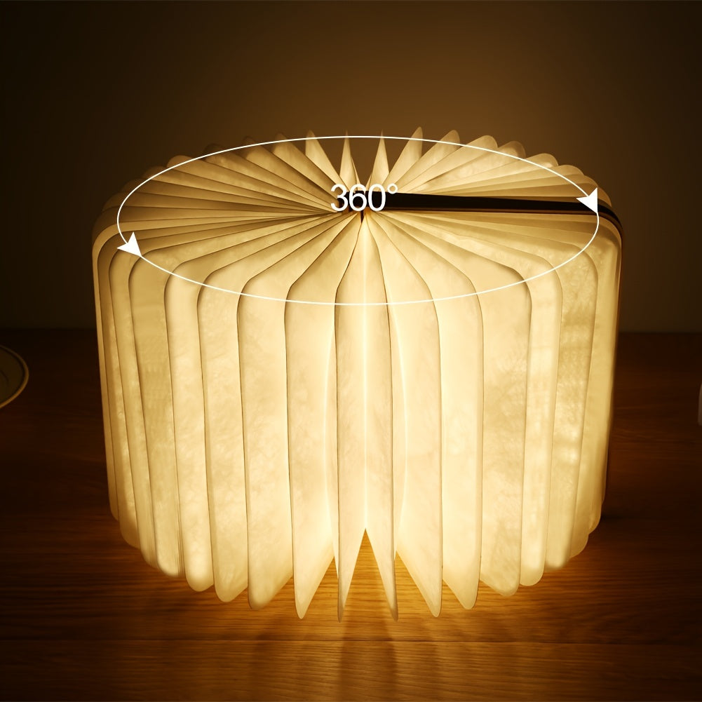 Open Book Lampe - Faltbare USB wiederaufladbare Holz Schreibtischlampe für Zuhause & Büro Dekor