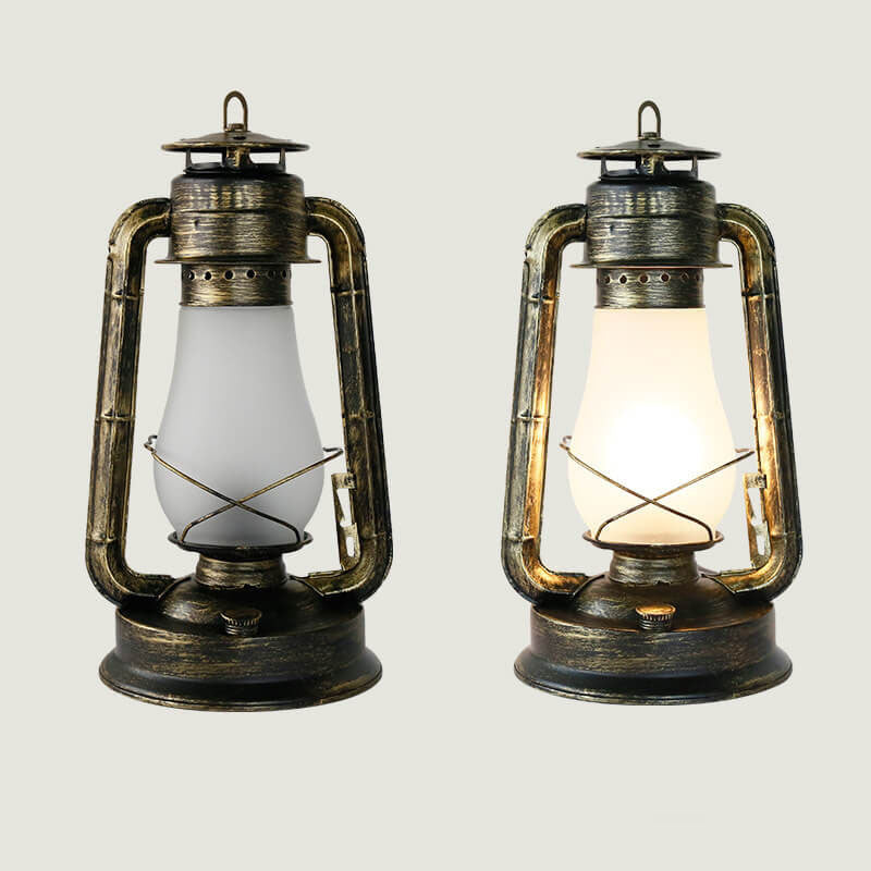 Frendorf | LuxeLume Retro Kerosin Tischlampe | Nostalgische Öllampe | 1-flammige Deko-Laterne