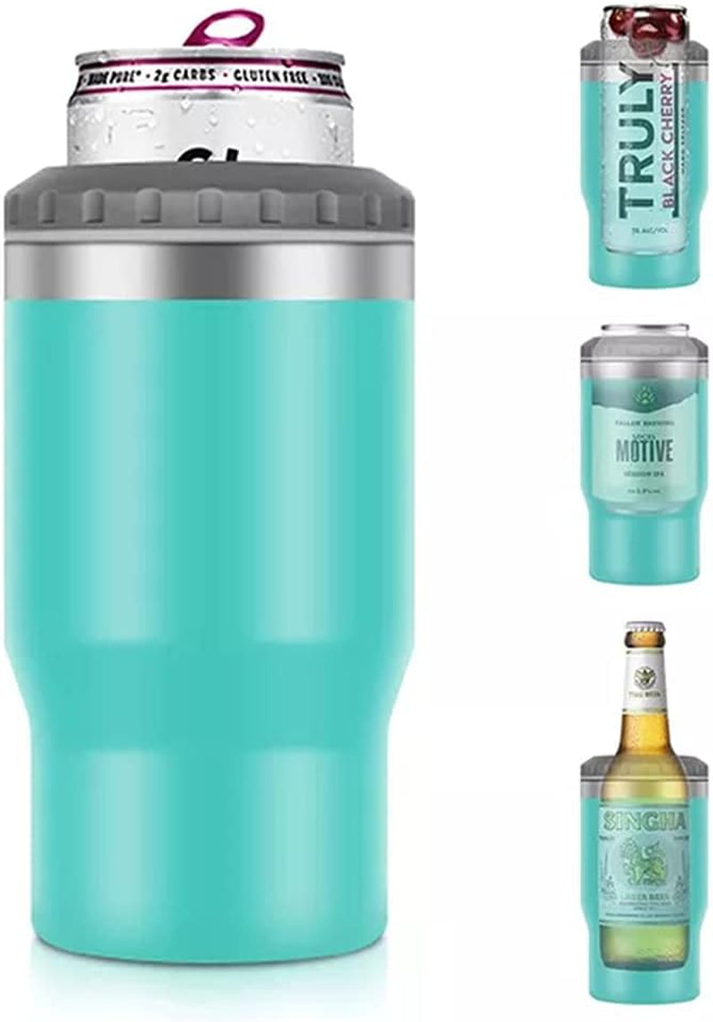 Frendorf | 4 in 1 Edelstahl Dose-/Flaschenisolator, 14Oz Zwei-Wege-Deckel SUS Isolierte Dose Kühler, Bierflaschenhalter (Schwarz)