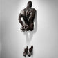 3D Durch Wand Figur Skulptur Harz Elektroplattierung Imitation Kupfer Abstract Kletternder Mann Statue Wohnzimmer Wohnkultur
