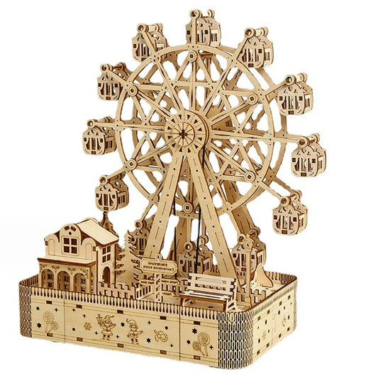 3D Holz Puzzle DIY Riesenrad Bastel Musikbox Modell Kreative Wohnkultur für Mädchen Jungen Geburtstags Weihnachtsgeschenke