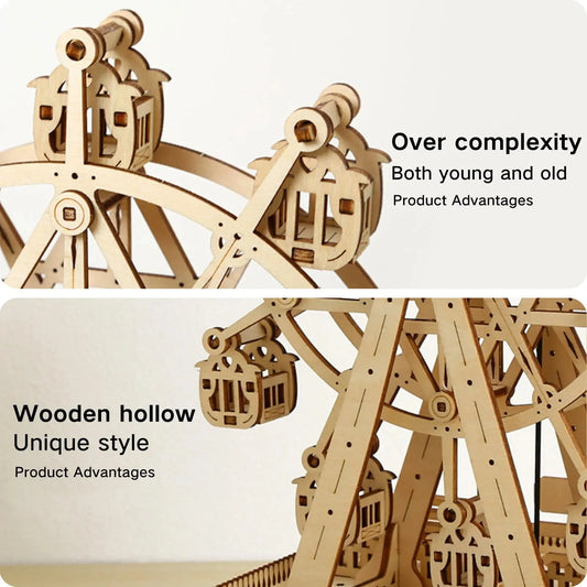 3D Holz Puzzle DIY Riesenrad Bastel Musikbox Modell Kreative Wohnkultur für Mädchen Jungen Geburtstags Weihnachtsgeschenke