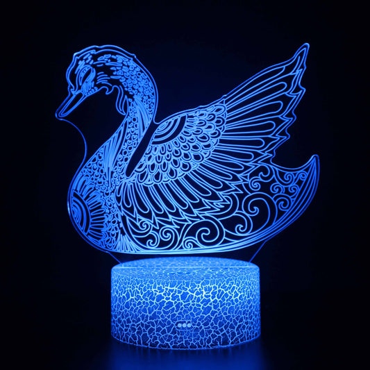 Schöne Schwan 3D-Optische Illusionslampe