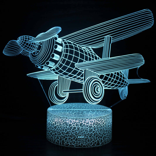 Propellerflugzeug 3D-Optische Illusionslampe