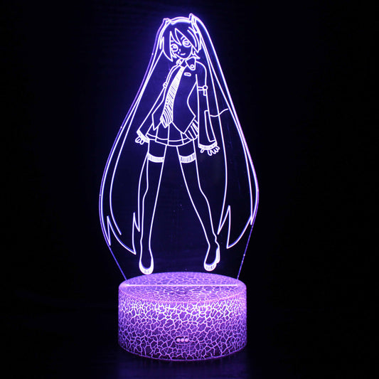 Hatsune Miku Süße Lange Haare Anime Cartoon Optische Illusionslampe