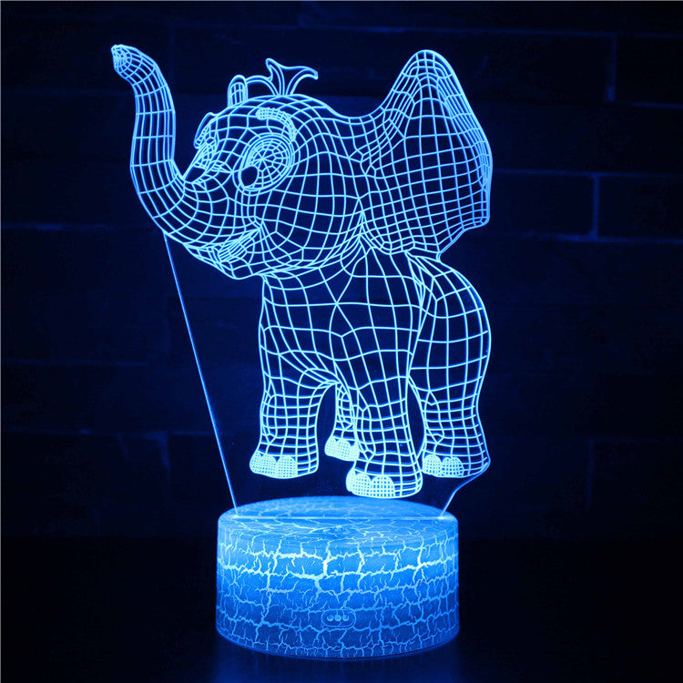 Niedliche Cartoon-Elefant 3D-Optische Illusionslampe