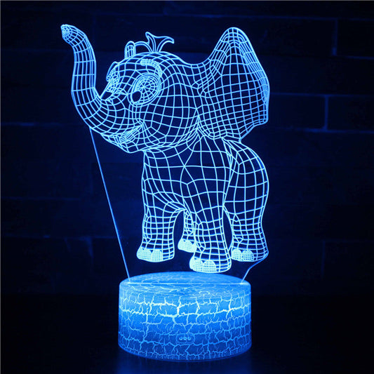 Niedliche Cartoon-Elefant 3D-Optische Illusionslampe