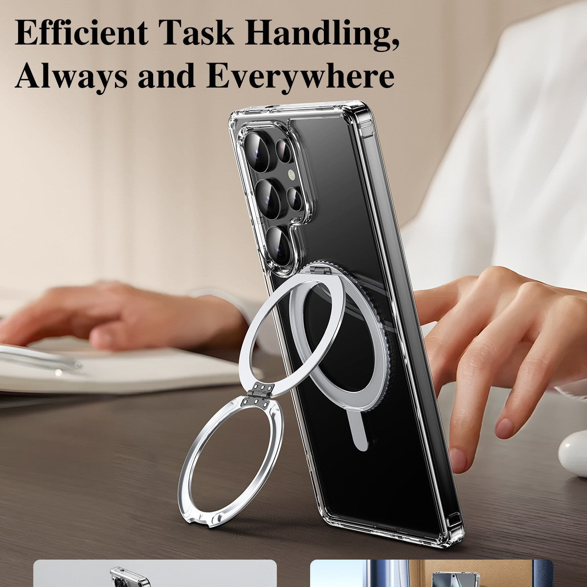 Frendorf | 3-Faltiger Stand Stossfest Magnetische Telefonhülle Magnetische Drahtlose Lade Klare Hülle für iPhone