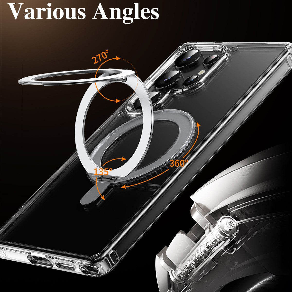 Frendorf | 3-Faltiger Stand Stossfest Magnetische Telefonhülle Magnetische Drahtlose Lade Klare Hülle für iPhone