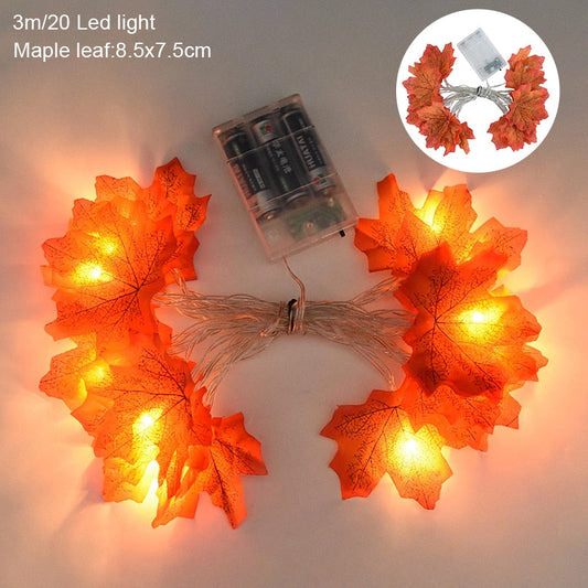 3M 20LED Ahornblatt Lichterkette Falsche Herbstblätter LED Feen-Girlande für Weihnachten Erntedankfest Halloween Party Wohnkultur