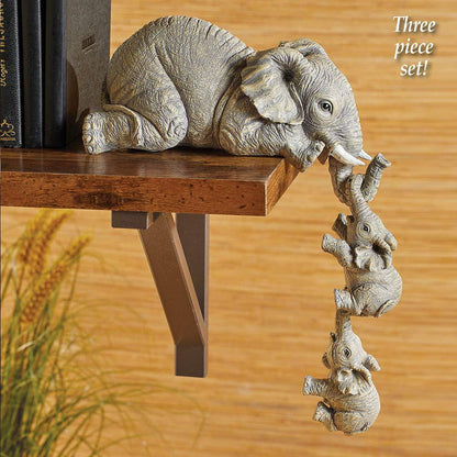 3PCS/Set Süße Simulation Elefantenfigur Elefant hält Baby-Elefanten Ornamente für Zuhause Harz Handwerk Wohnkultur Geschenke