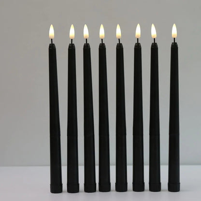 Frendorf | 3 Stück schwarze LED-Kerzen mit flackernder Flamme