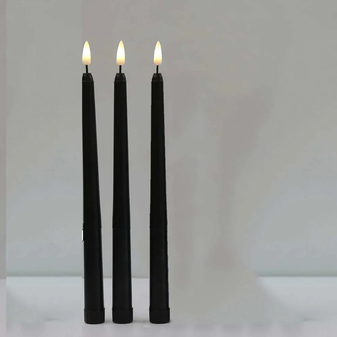 Frendorf | 3 Stück schwarze LED-Kerzen mit flackernder Flamme