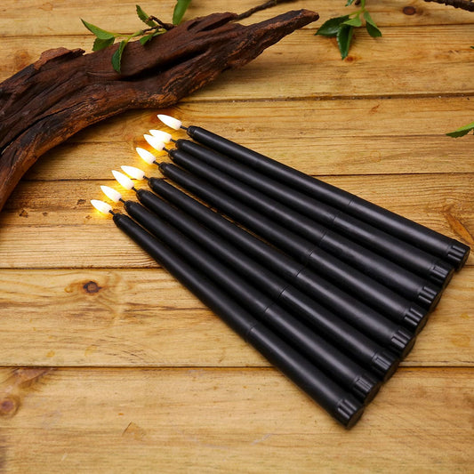 Frendorf | 3 Stück schwarze LED-Kerzen mit flackernder Flamme
