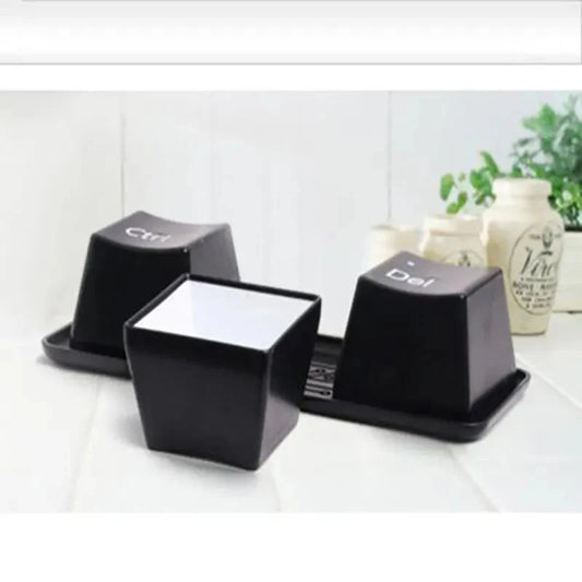 3er Set Kreative Tastatur Teetasse Büro Kaffeetassen Schwarze Farbe Ctrl Del Alt Tasten Tassen Werbegeschenke Messen Hochzeiten