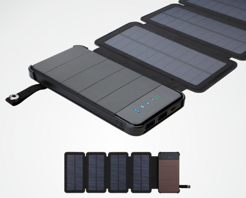 Frendorf | 10000mAh Tragbare & faltbare Solar-Powerbank mit 5V/2A-Ausgängen, kompatibel mit Smartphones, Tablets & mehr