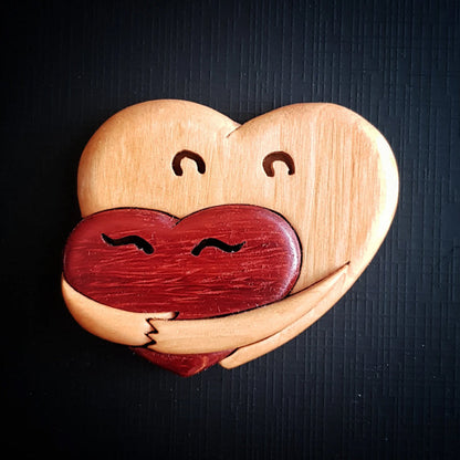 Liebevolle Herzen Holz Intarsia Button