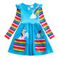 Frendorf | Mädchen Einhorn-Regenbogen-Streifen Kleid