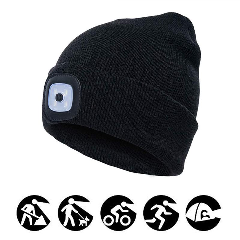 Frendorf | Engeliebe Abziehbar LED Stirnlampe Beanie Mütze