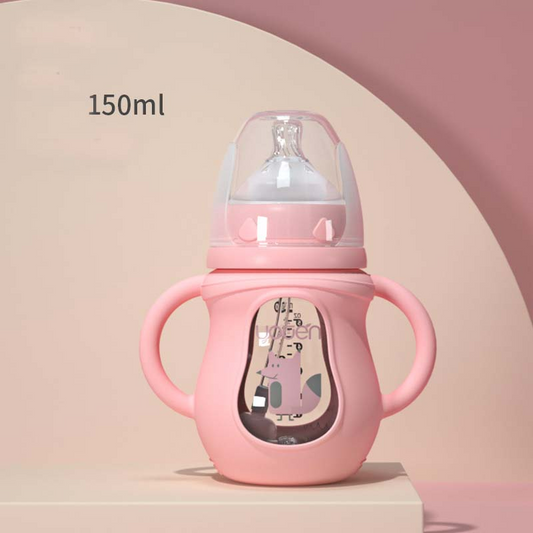 Frendorf | Baby Trinkflasche mit Griffen –  Silikon mit Weichem Sauger & Tiermotiv