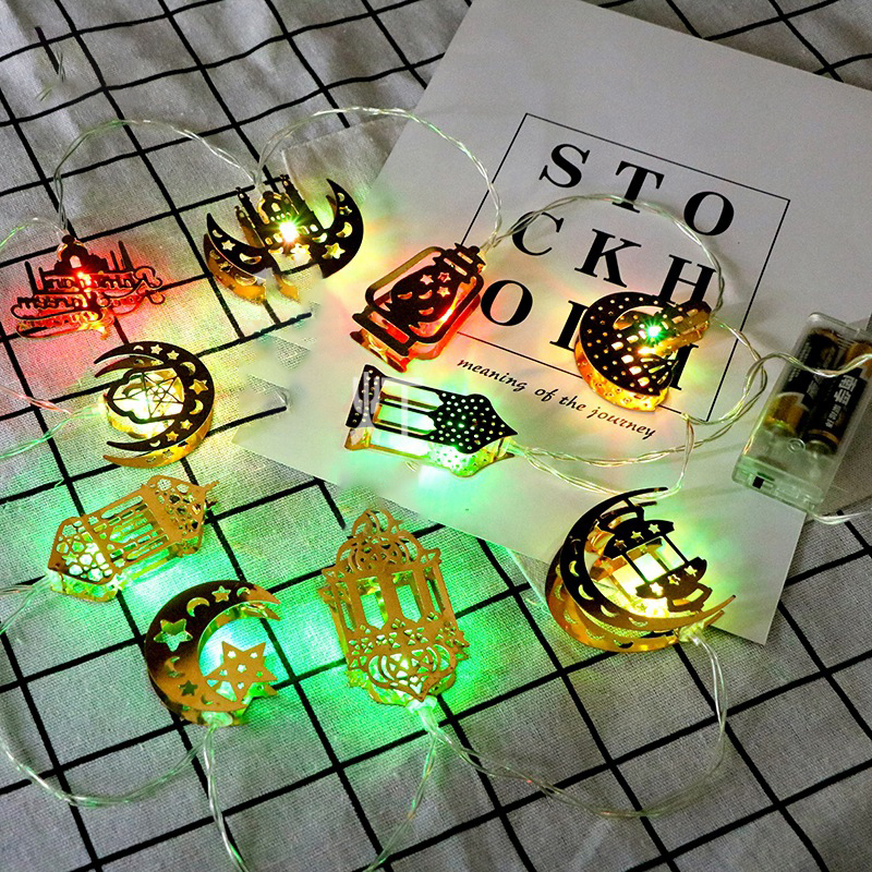 Frendorf | Bunte LED Lichterkette – Dekorative Lichter mit Mond- und Laternenmotiven für Wohnung und Garten