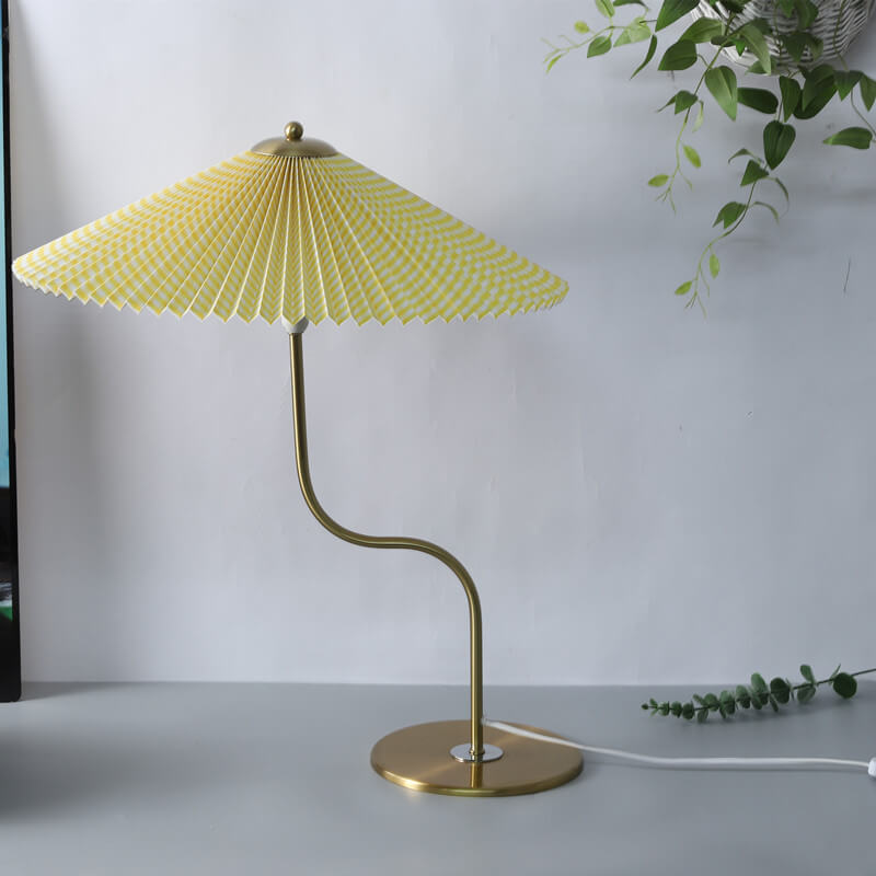 Frendorf | LumiCharm Retro Tischlampe Schirm Design | Faltenschirm | Dekorative Lampe | Stimmungslicht für Zuhause