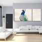 Rockiges Elegantes Pfau-Leinwand Wandkunst Gemälde 3 Teile