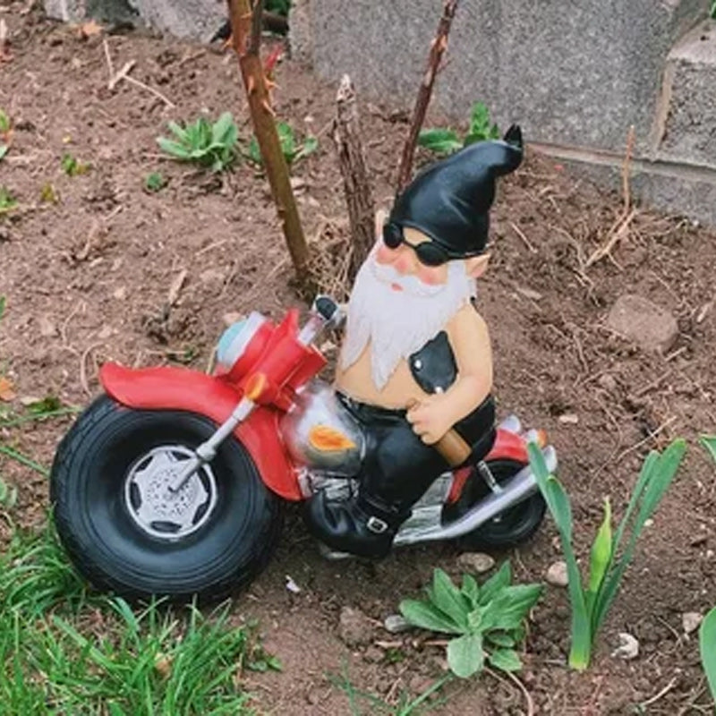 Frendorf | Die Biker Gnom Statue Mini Garten Dekoration