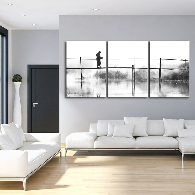 Water Bridge-Canvas Wall Art Painting 3 Pieces