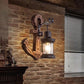 Frendorf | Rustikale Holz-Anker Wandlampe mit Laterne