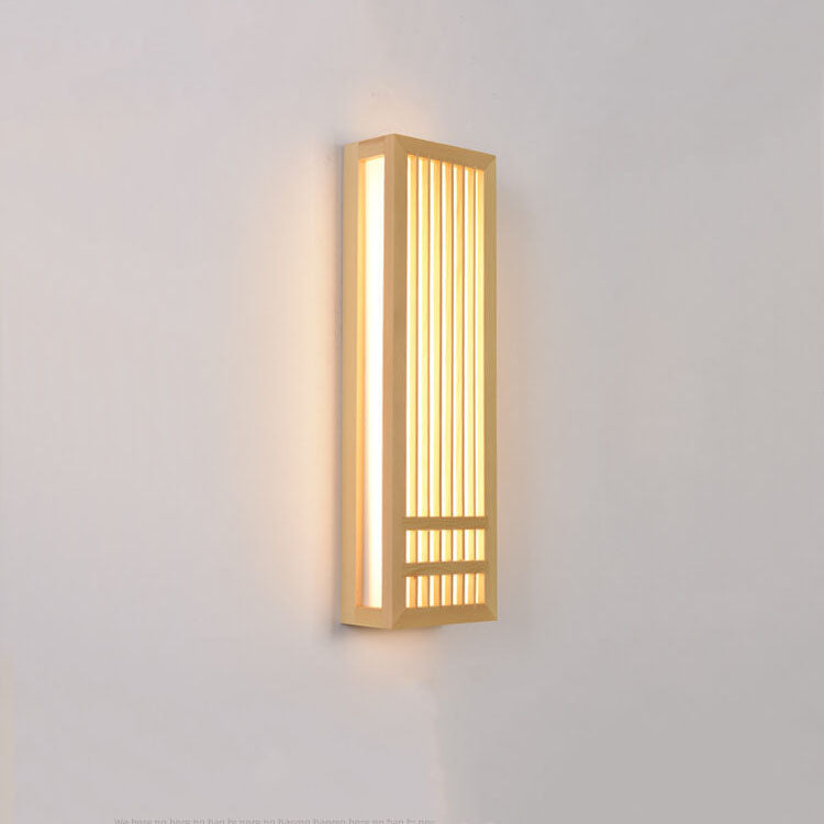 Frendorf | ZenWood Minimalist Japanische Wandlampe | Rechteckiges Design | LED 1-Licht | Warmes und Weißes Licht | Deko für Zuhause