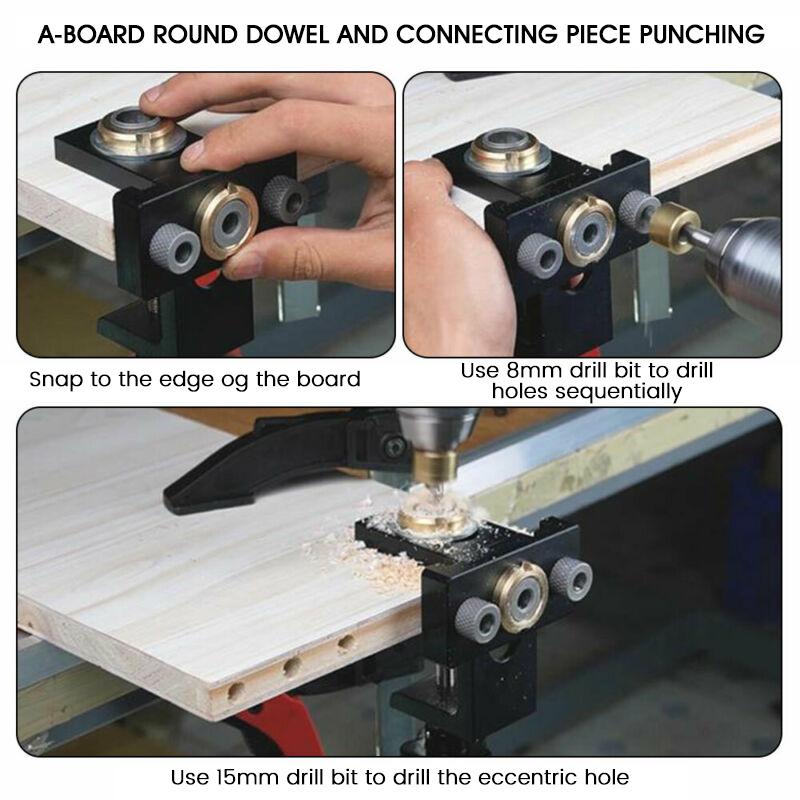 Frendorf | 3 in 1 verstellbarer Schreiner Bohr Locator Stanzer Werkzeuge