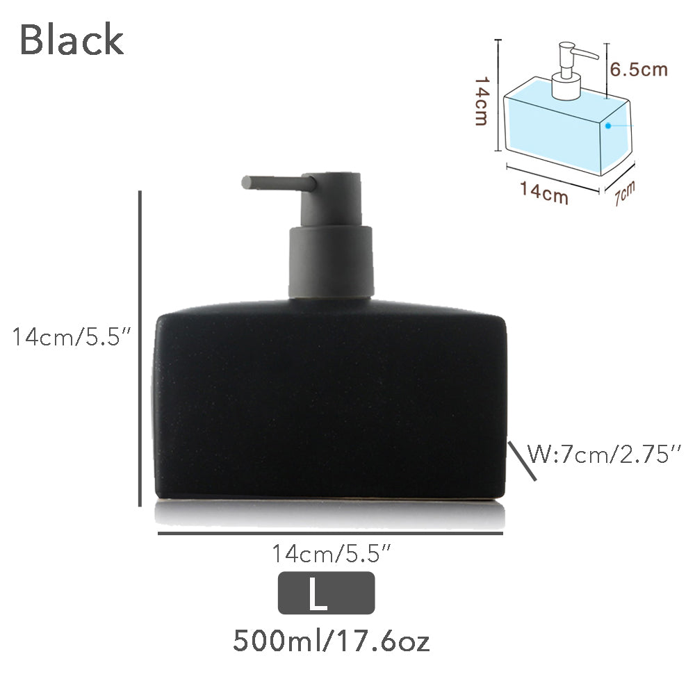 Schwarzer Keramik-Seifenspender, Flüssigkeitsbadflasche, einfaches Design, nachfüllbare wiederverwendbare Lotionpumpe für Bad Küche, 500 ml/17,6 oz