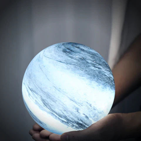 Mondlampe - Lunara - Kreative Nachtlampe - Sockel aus Buche - Glasdeckel