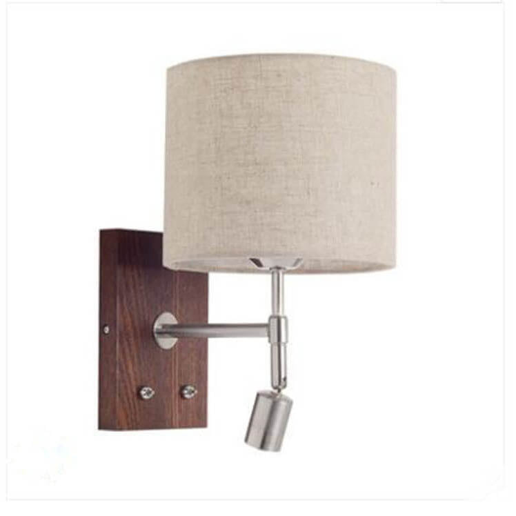 Frendorf | WoodenGlow Wandlampe | Moderner Stoffschirm & Holzsockel | Elegante Wandbeleuchtung | Verschiedene Optionen