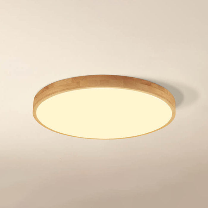 Frendorf | WoodGlow Runde LED Deckenleuchte | Ultra-Dünn | Massivholz | Skandinavisches Design für Wohnräume