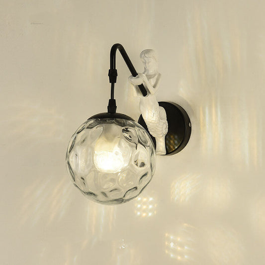 Frendorf | MermaidGlow Vintage Wandleuchte | Rustikale Wandlampe mit Kugelglas | Einzigartiges Dekolicht