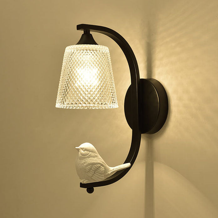 Frendorf | Avioria Wandlampe mit Glasschirm & Deko-Vogel | Modernes Design | Stimmungsvolles Licht für Zuhause