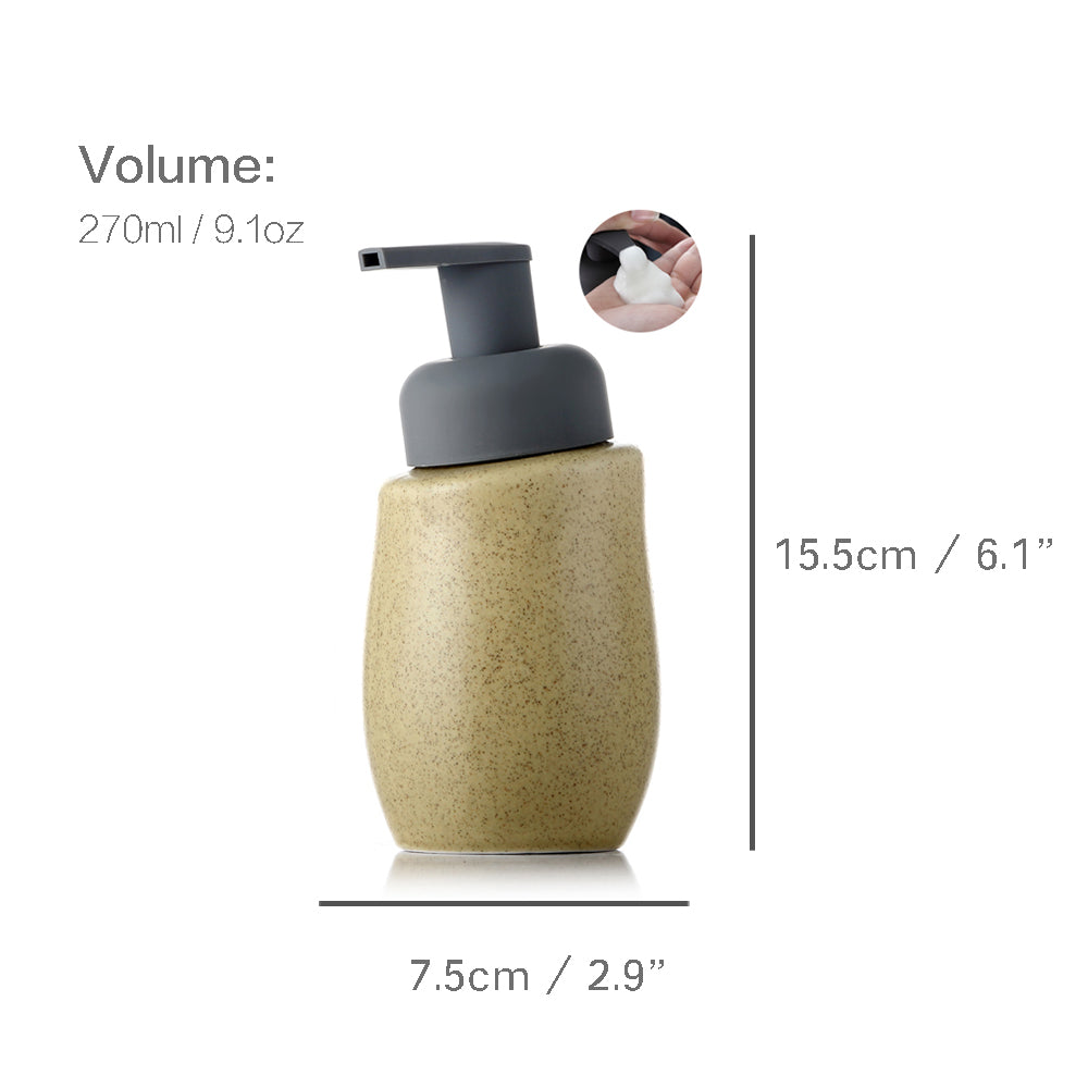 Keramischer Seifenspender, Schaumpumpen-Badflasche, einfaches Design, nachfüllbare wiederverwendbare Lotionpumpe für Badezimmer Küche, 270ml/9,1oz
