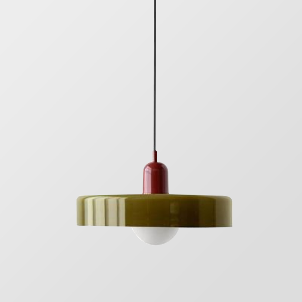 Frendorf |  Pendelleuchte aus farbigem Glas | Elegante Hängeleuchte im Bauhaus-Stil | Designlampe für Wohnzimmer & Esszimmer
