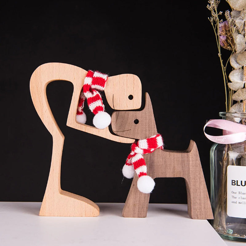 Frendorf | Geschenk für Tierliebhaber - Holzskulptur Tischornamente - Die Liebe zwischen Ihnen und Ihrem pelzigen Freund