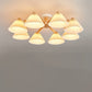 Frendorf | LumiPlea Nordic Holz Deckenleuchte | Plissee-Schirm | 3/6/8-Licht Halbrunde Deckenlampe