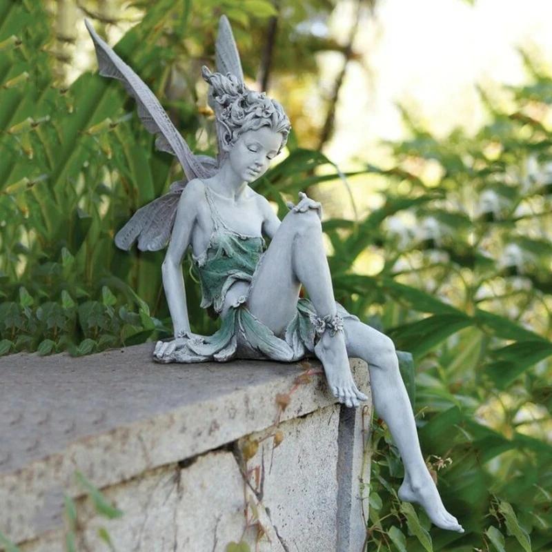 Sitzende Elf Skulptur | Garten Deko