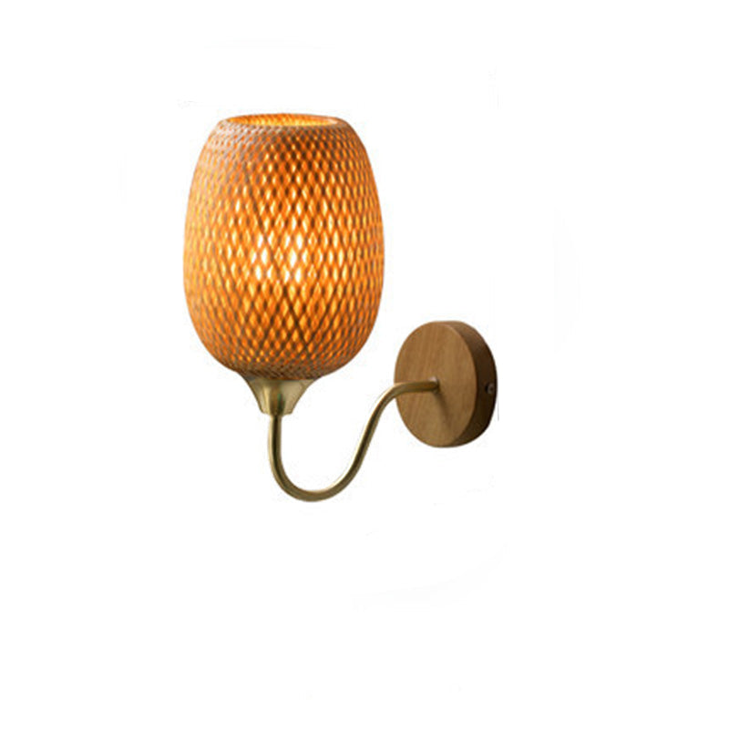 Frendorf | BambuLux Handgewebte Wandlampe | Moderner Bambus-Lampenschirm | 1-flammig | Umweltfreundliche Beleuchtung