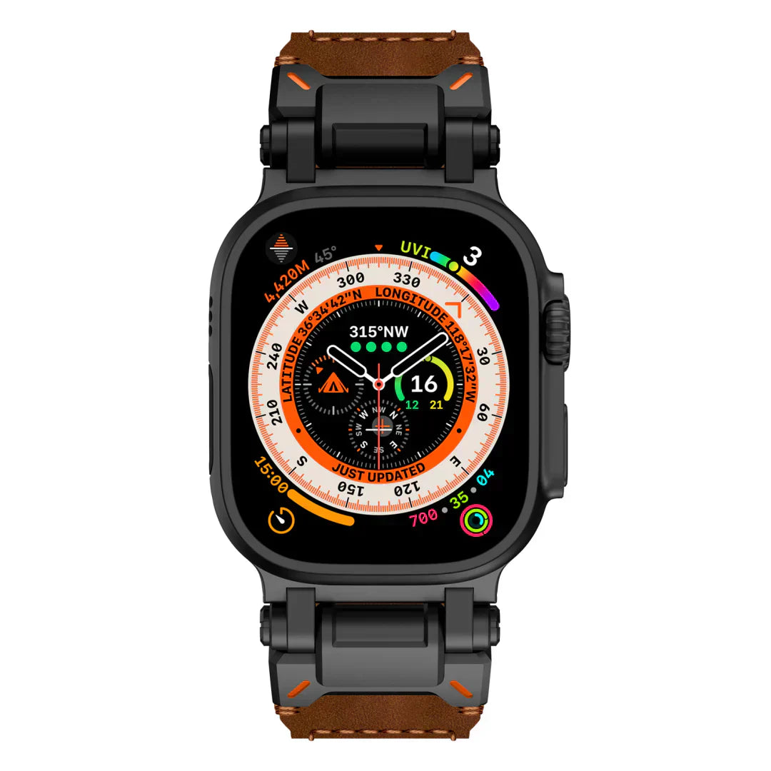 Frendorf | Neues Titan-Metallkopf-Lederarmband für die Apple Watch