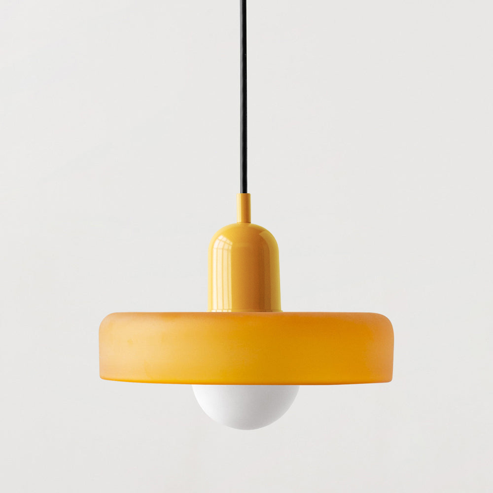 Frendorf |  Pendelleuchte aus farbigem Glas | Elegante Hängeleuchte im Bauhaus-Stil | Designlampe für Wohnzimmer & Esszimmer