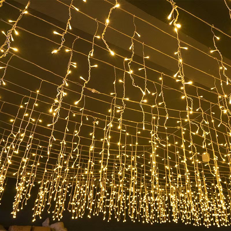 Quntis 50m (164FT) Outdoor Wasserdichte LED Weihnachtsvorhanglichter – 36V Niederspannungs-Festival-Eiszapfenlichter für Event- und Feiertagsdekoration