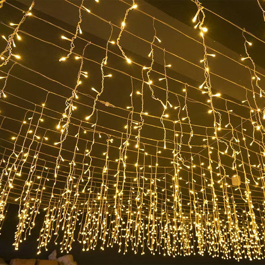 Quntis 50m (164FT) Outdoor Wasserdichte LED Weihnachtsvorhanglichter – 36V Niederspannungs-Festival-Eiszapfenlichter für Event- und Feiertagsdekoration