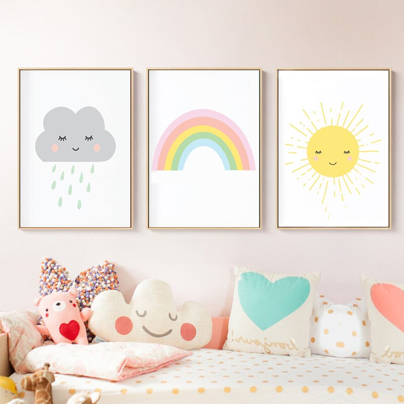 Moderne Cartoon Regenbogen - Leinwand Wand Kunst Gemälde