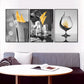 Schwarzes Weinglas mit Boot-Wandkunst - Leinwand-Wandbild